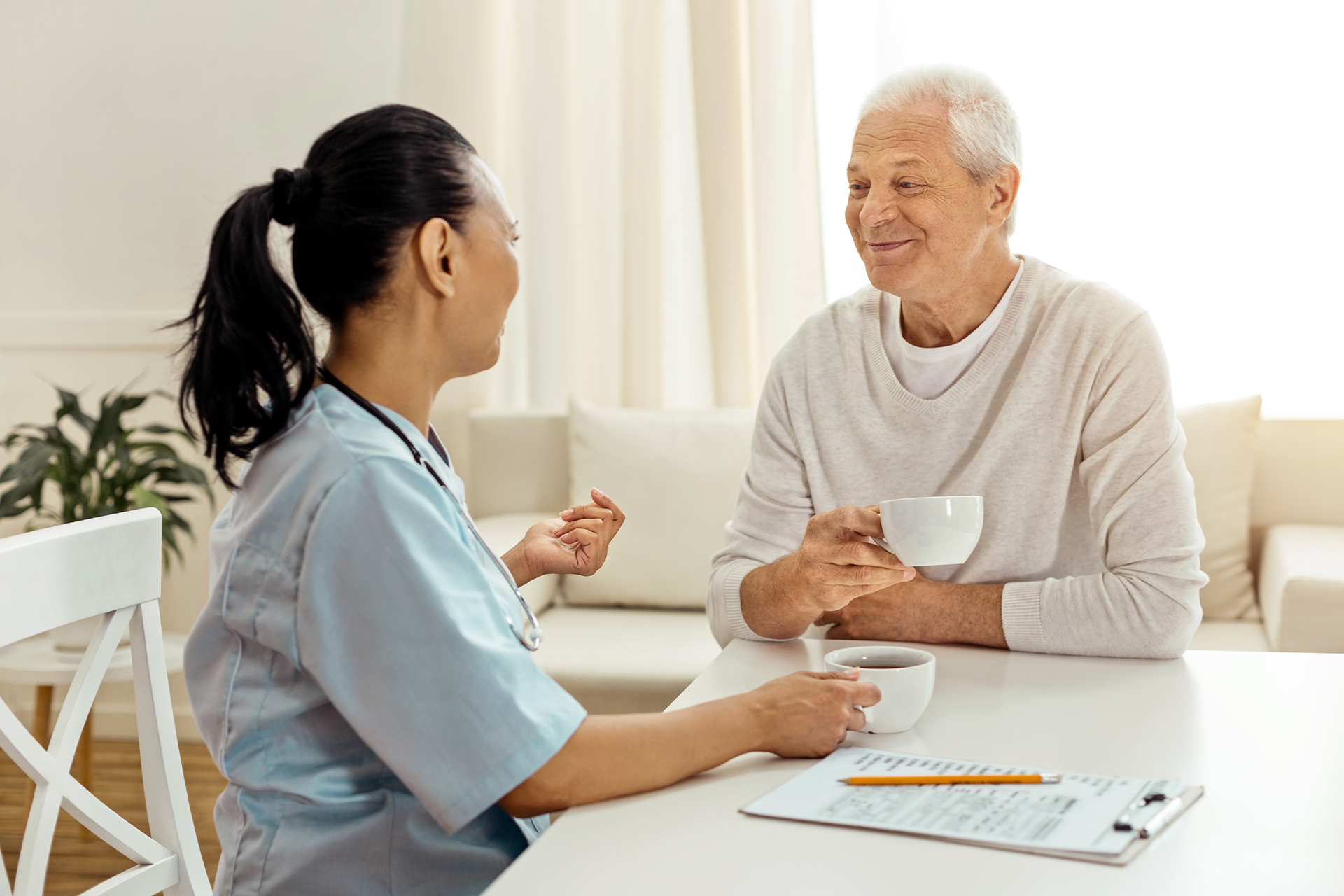 nurse talking with patient