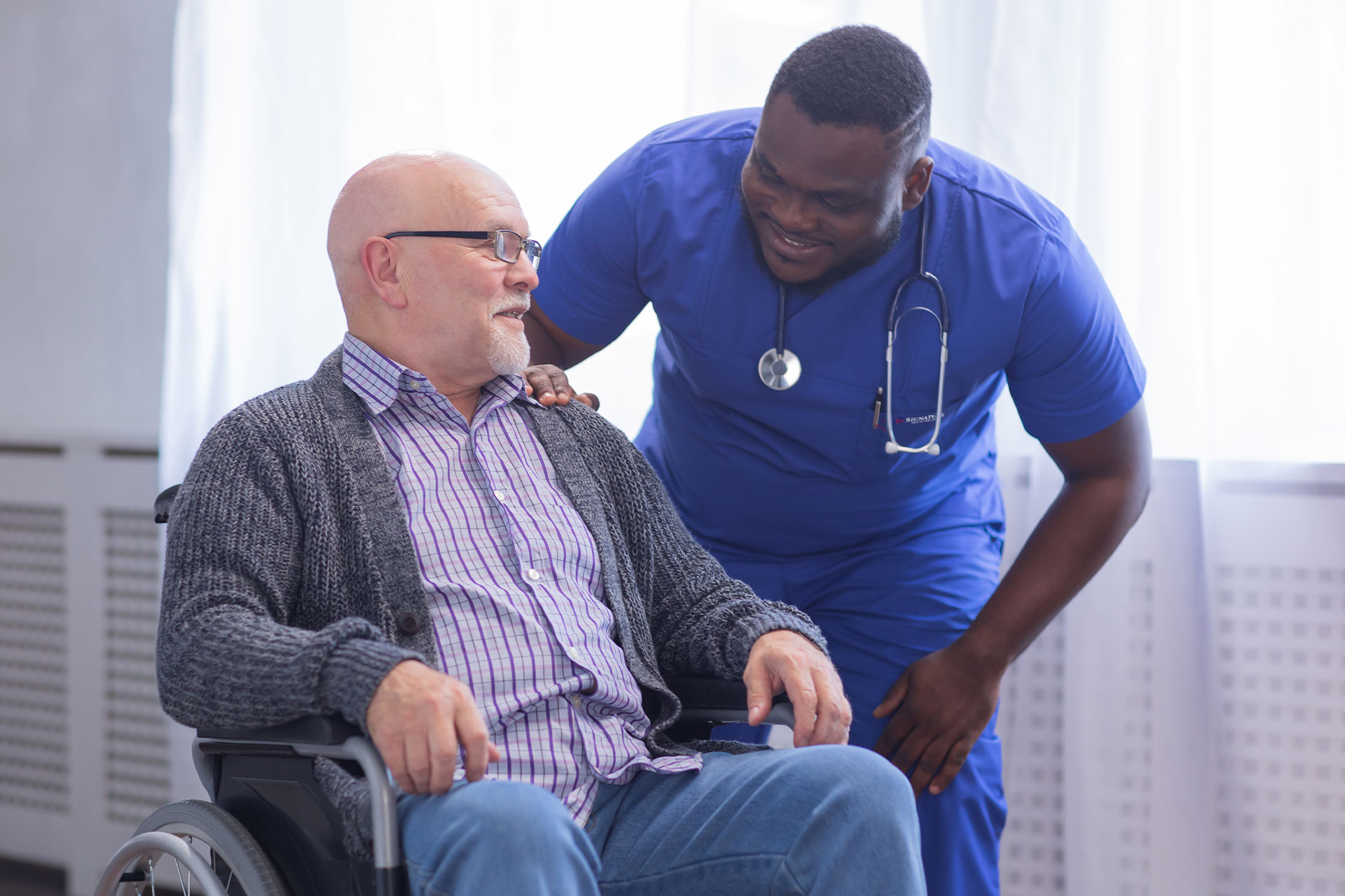 Nurse helping patient