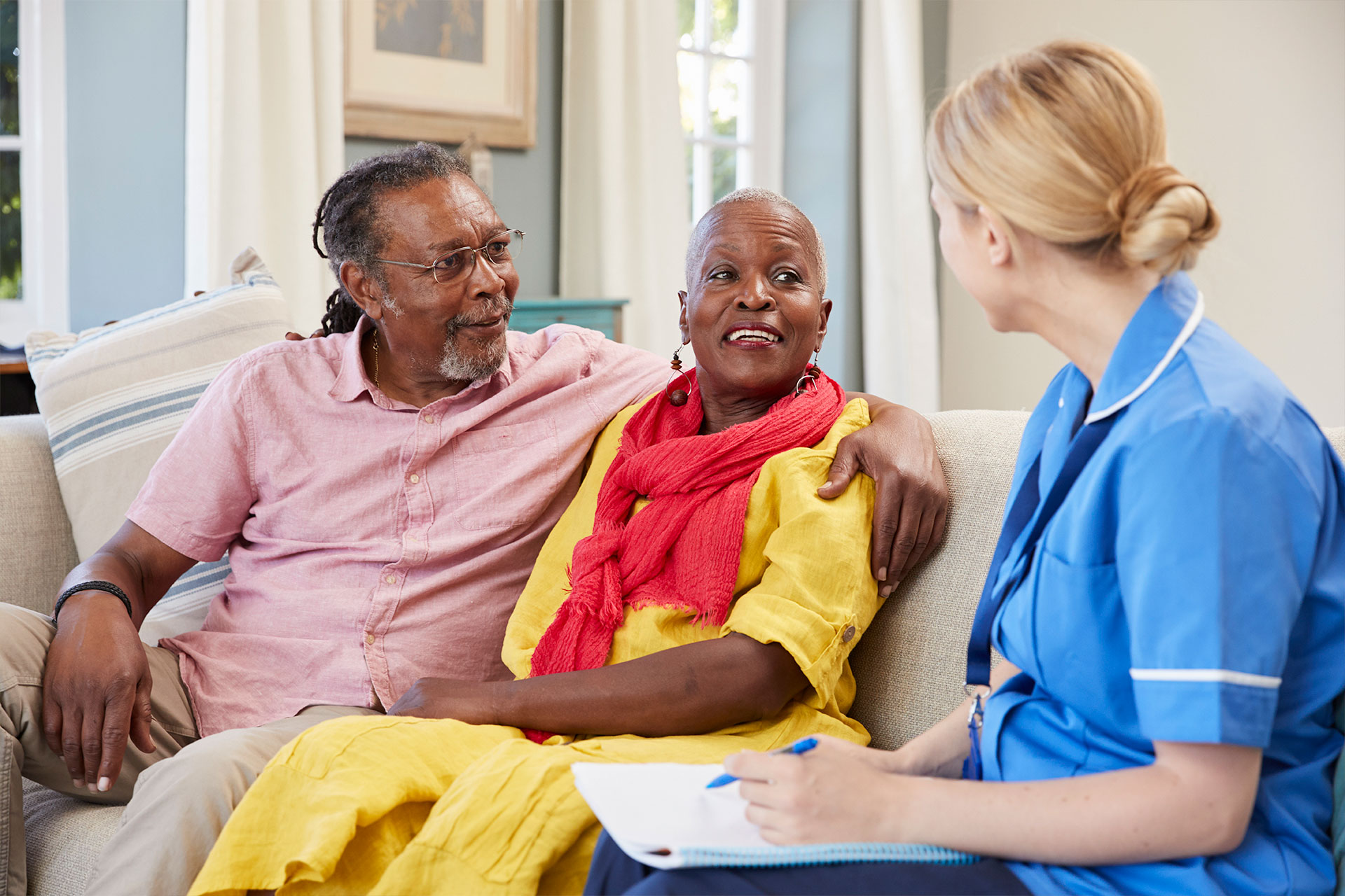 Case manager determining needs of patient