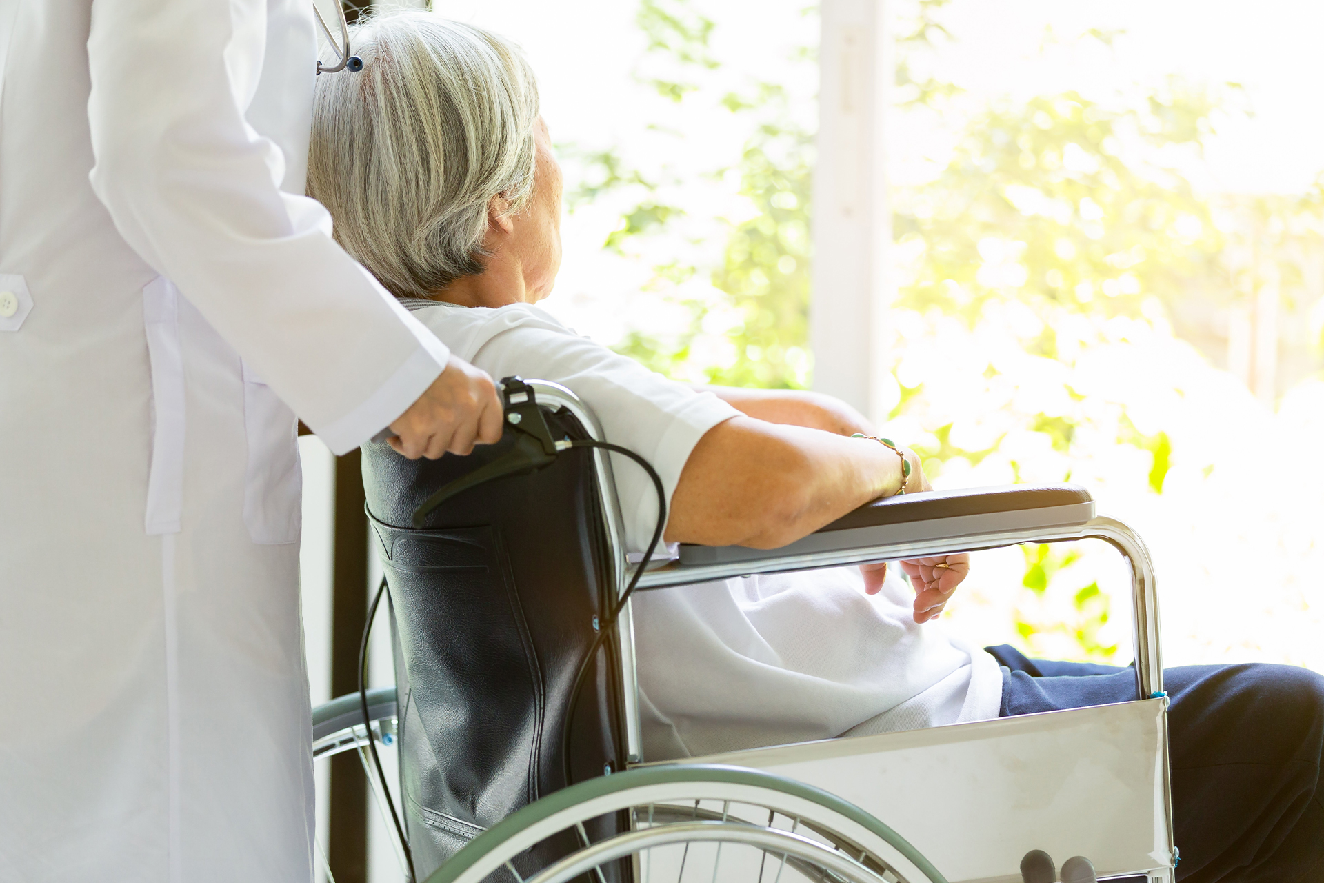 Woman in wheelchair